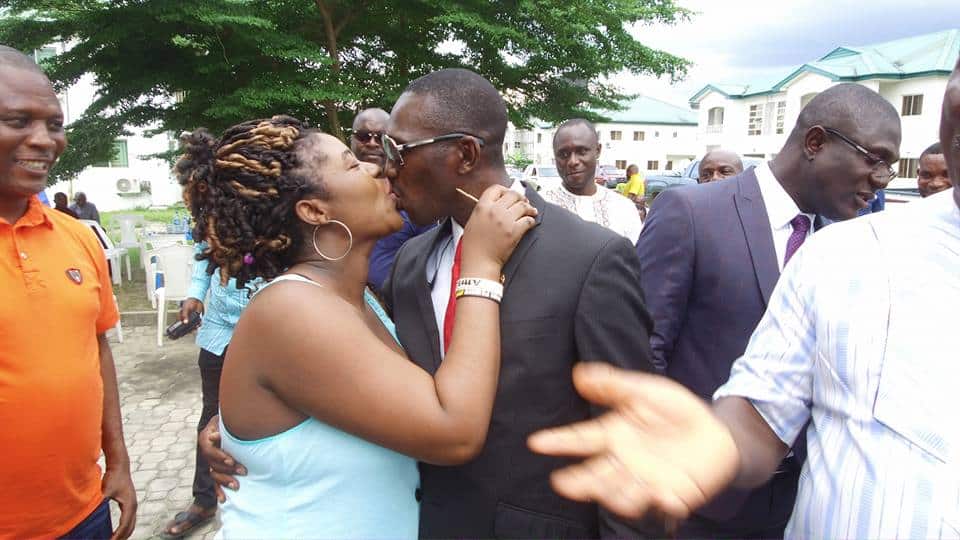 Nigerian man gets deep kiss from wife after he presented her with a brand new car