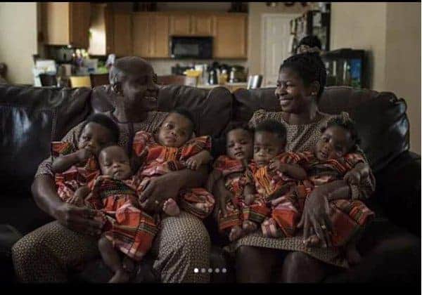 Nigerian couple who gave birth to sextuplets in US show off their babies