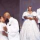 Blossom Chukwujekwu and Winifred Akhuemokhan passionately kiss on the wedding altar