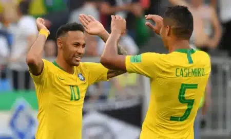 Casemiro reacts as Neymar