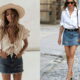 denim skirt,denim skirt fashion,white button down shirt,denim on denim,with leather jacket,boho look,with a sweater,fashion,fashion tips,simple fashion tips