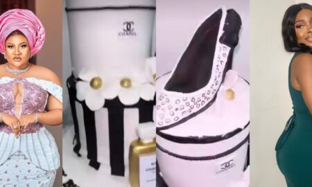 Nkechi Blessing gifts Kiitan Bukola a cake