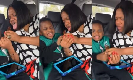 Toyin Abraham and son fight over sweet