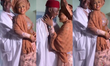 Regina Daniels and husband at Senator Sani's daughter's wedding