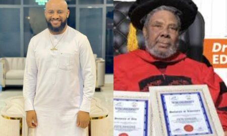 Yul Edochie celebrates Pete Edochie after he bags Doctorate degree