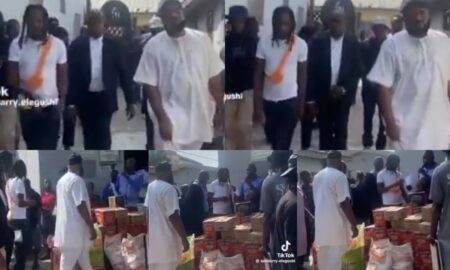 Sam Larry and Naira Marley donate food items