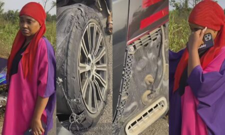 Mercy Aigbe car tyre burst