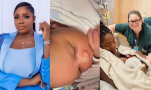 Celebrities react as Adanma Luke welcomes first child