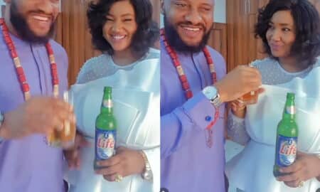 Netiznes react to Yul Edochie drinking beer