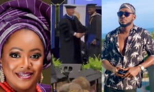 Helen Paul congratulates Miracle on his graduation