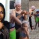Shola Kosoko plays in the rain with her children