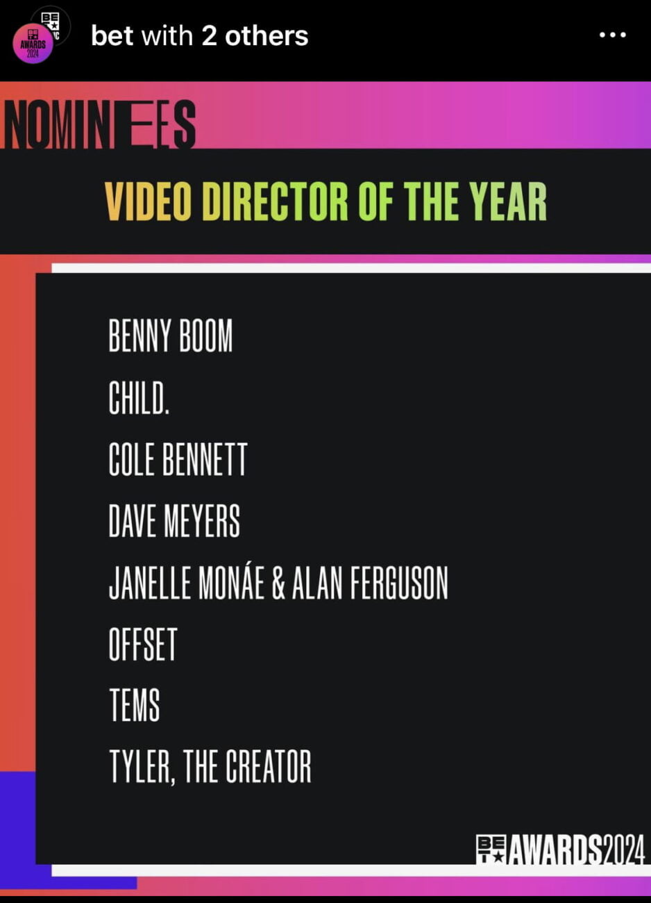 Tems bags nomination for Video Director of the Year.