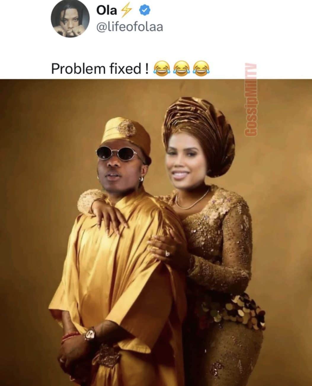 Uma foto photoshopada de Wizkid e Jada.