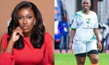 Warri Pikin reacts to trending photo of her backside at a football match