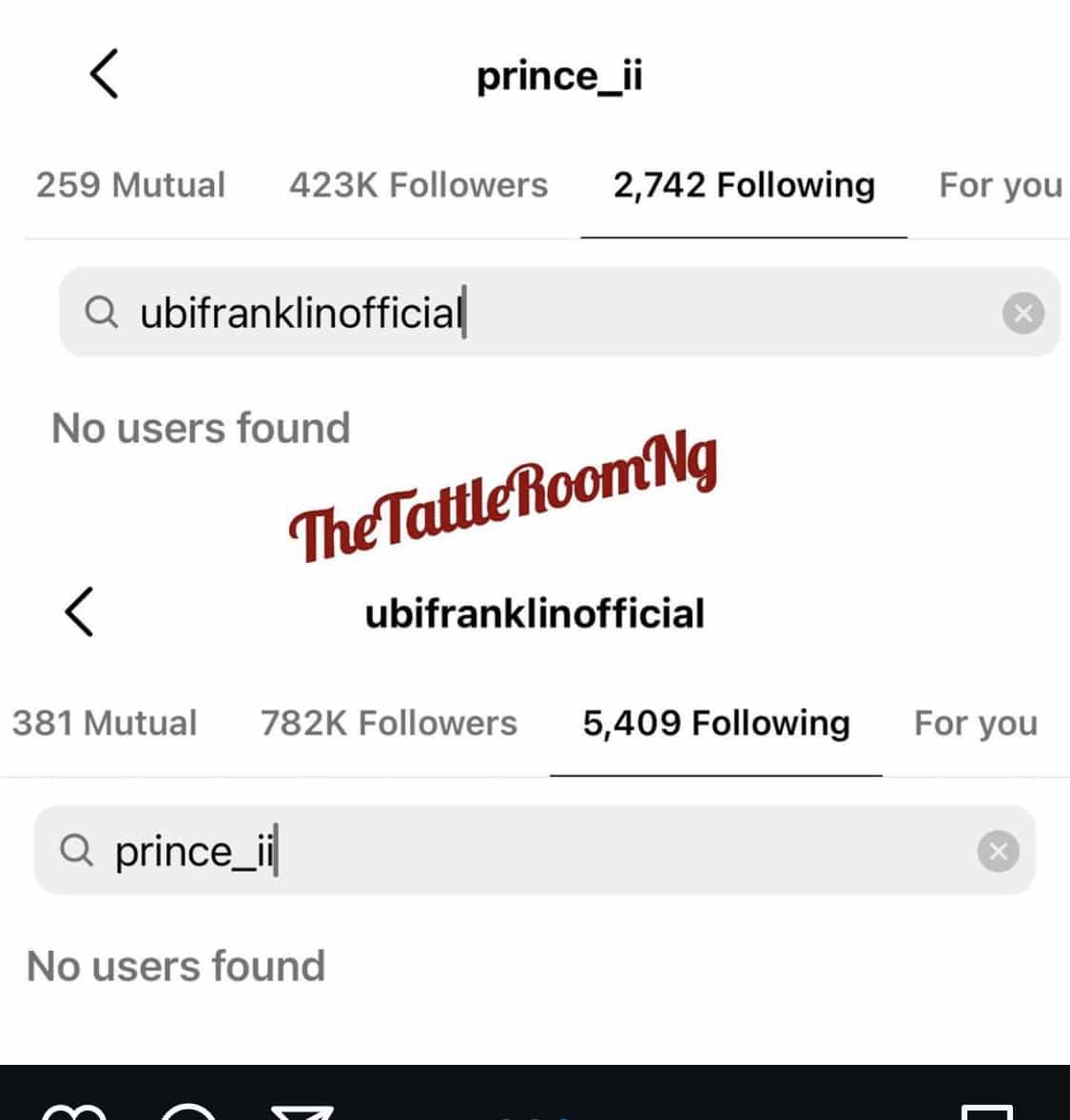 Ubi Franklin and Bobo unfollow each other.