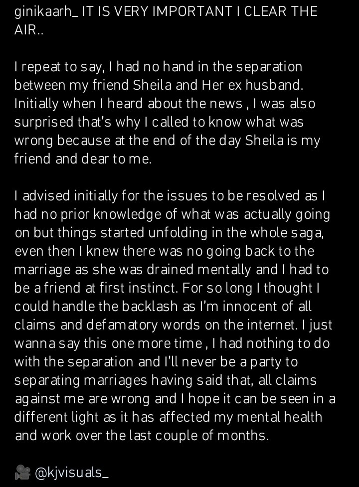 Ginika speaks out on allegation of wrecking Israel DMW and Sheila's marriage