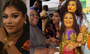 Nkechi Blessing writes note to late mother as she chills with Governor Adeleke