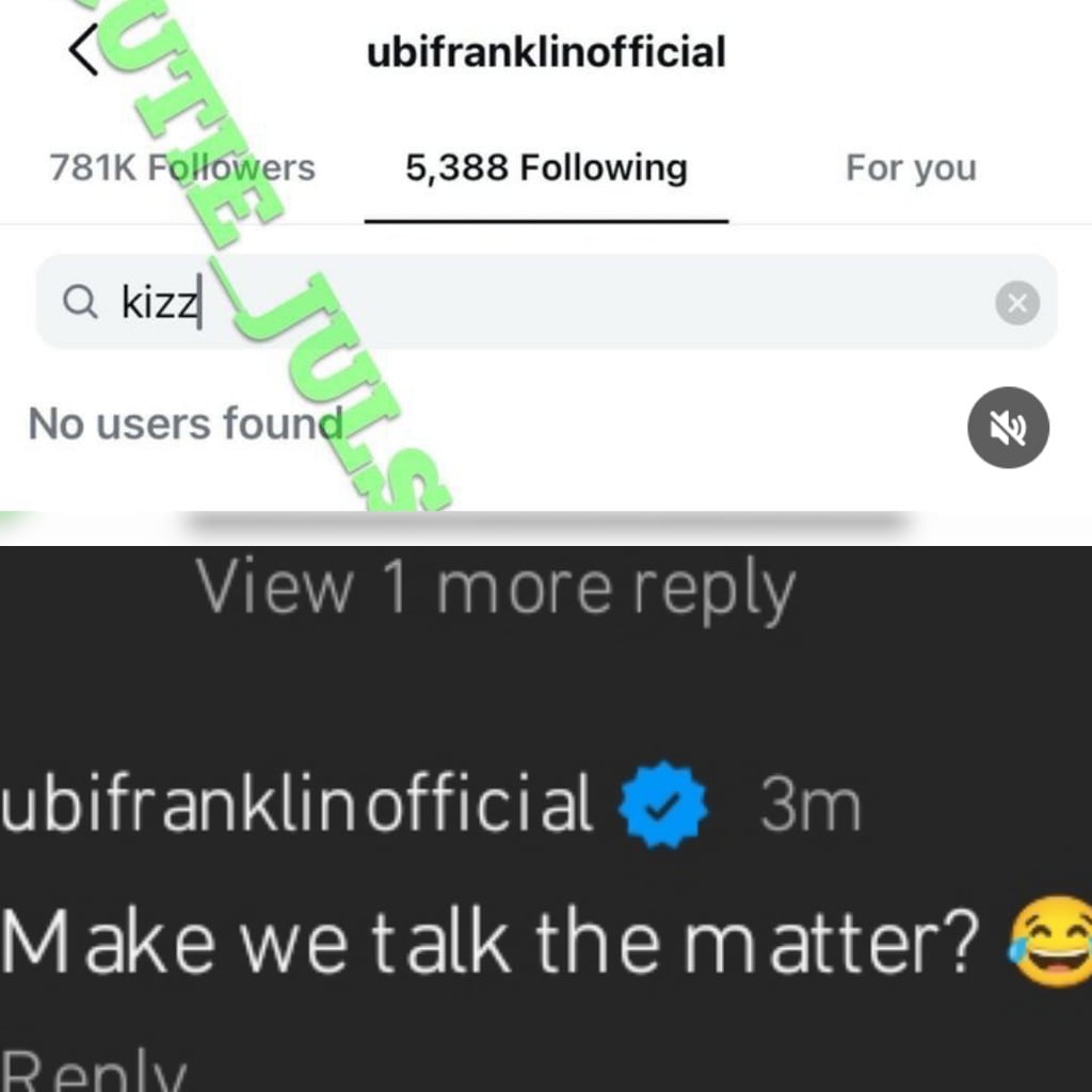 Ubi Franklin reacts as Kizz Daniel blocks him on Instagram