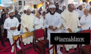 Davido attends church service with his father