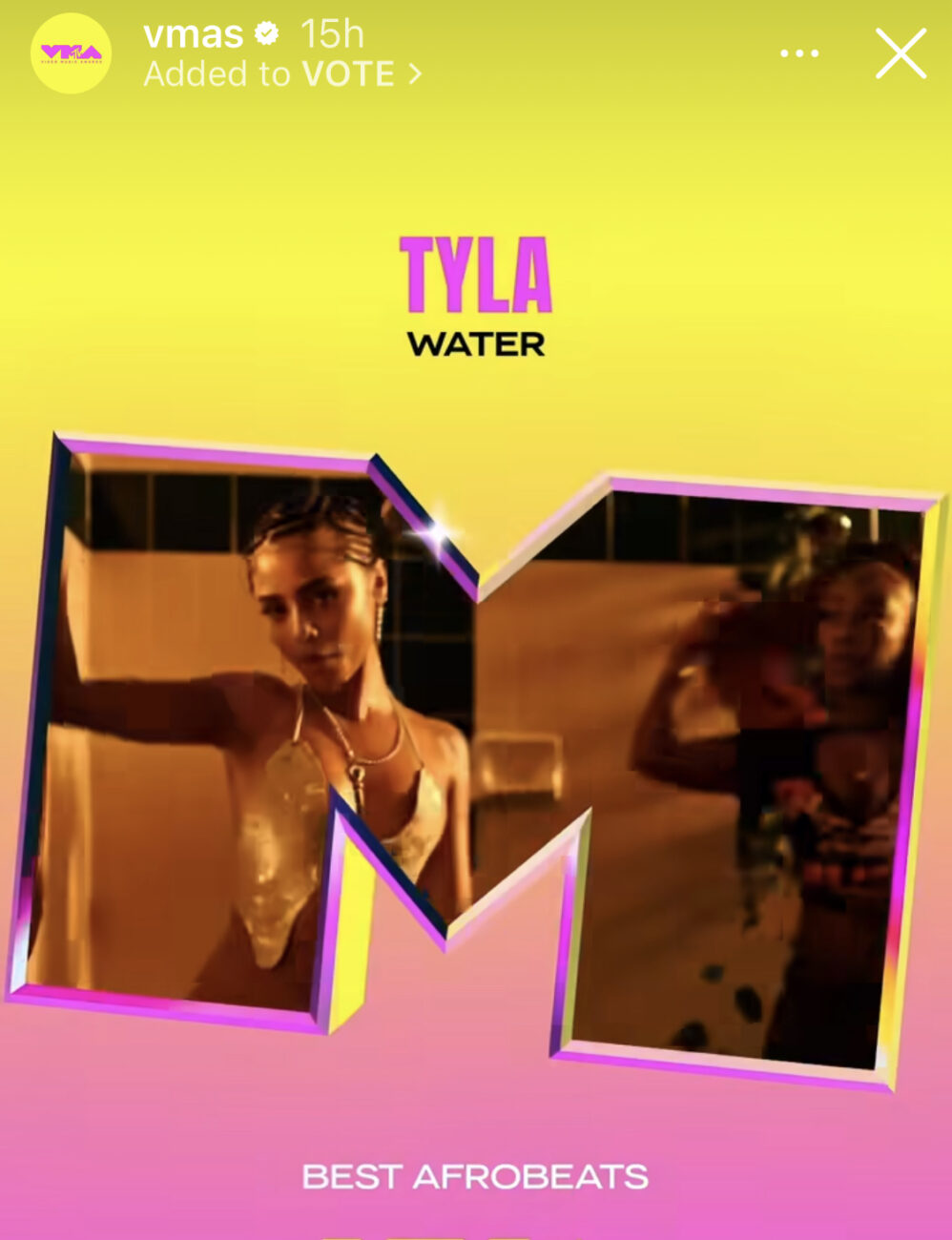 Tyla indicada na categoria Afrobeats para o prêmio VMA.