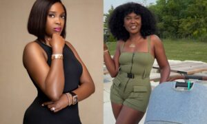 Omoni Oboli takes her granddaughter on a walk