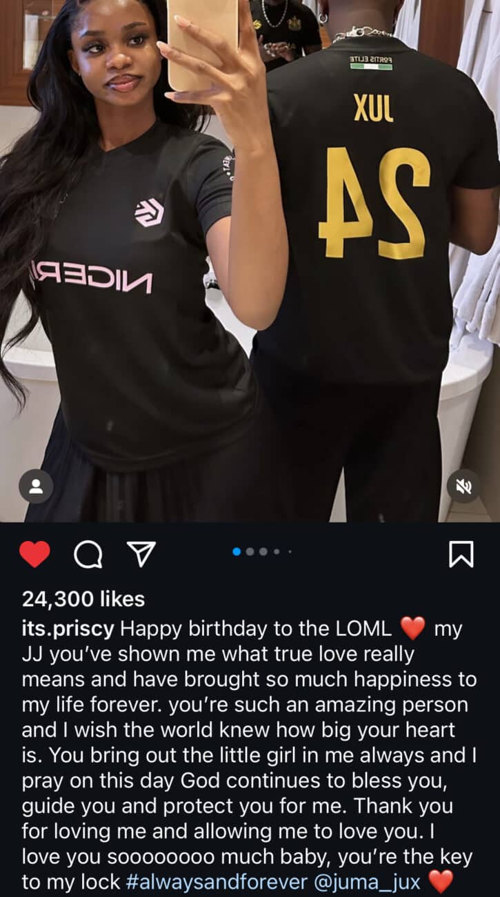 ”I’ve Never Seen You In Love” – Enioluwa Adeoluwa Reacts To Priscilla Ojo’s Birthday Post For Her Boyfriend