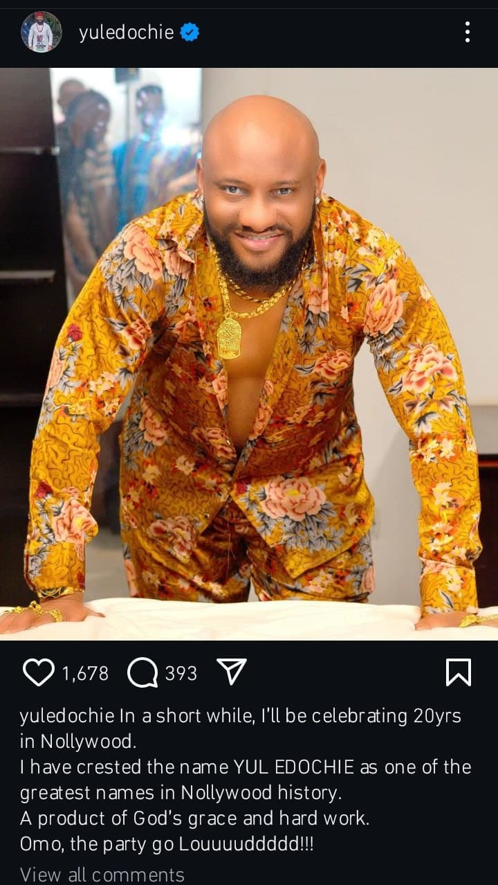 Yul Edochie to celebrate 20 years in Nollywood