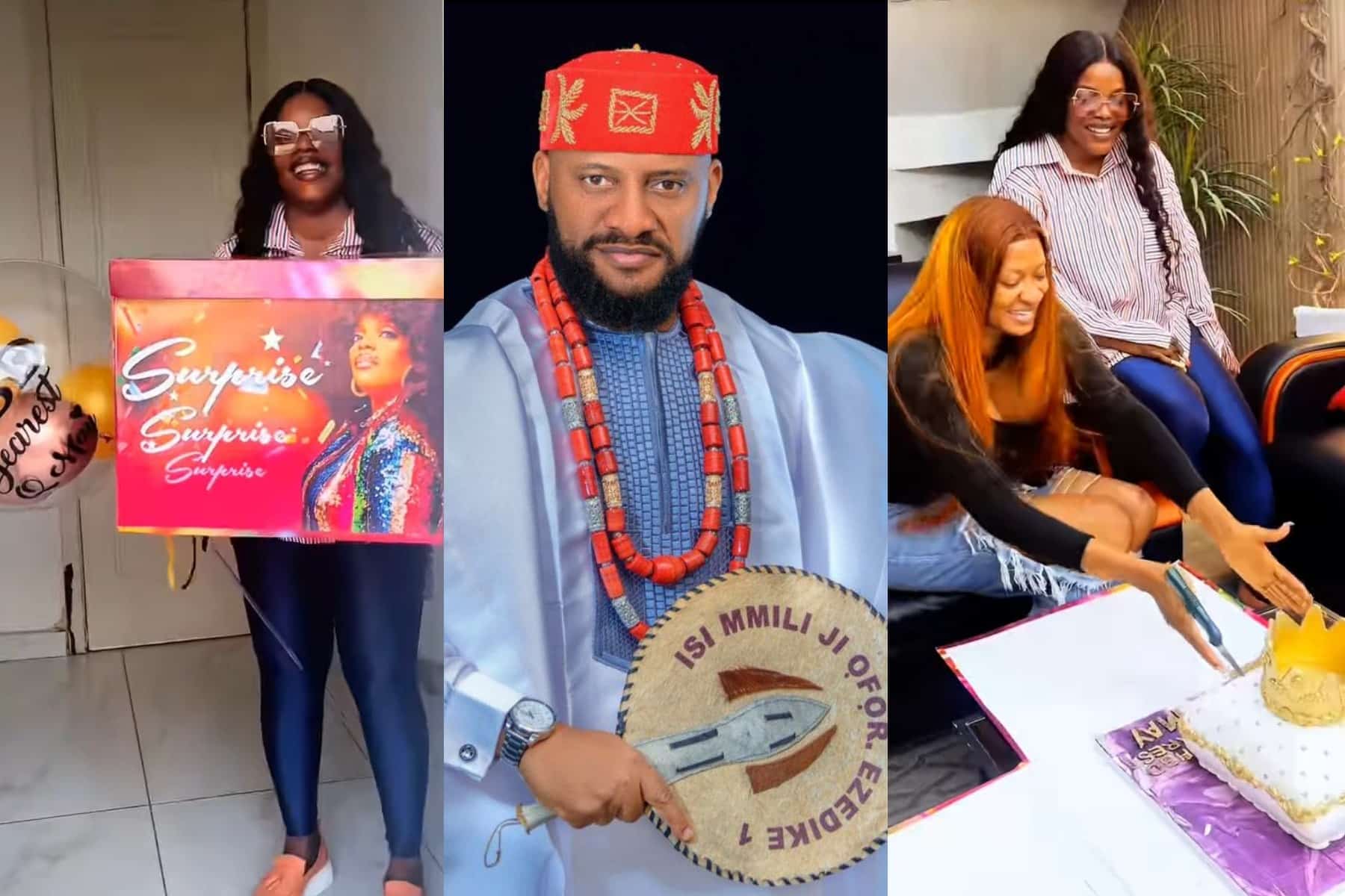 Reactions as Empress Njamah surprises May Edochie