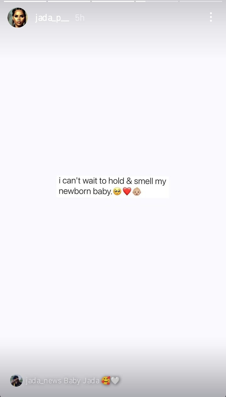 “I Can’t Wait To Hold And Smell My Newborn Baby” – Jada Pollock Declares